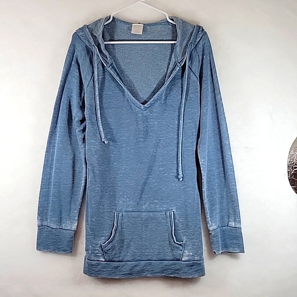 Jasmine & Ginger Blue Burn Out Sweatshirt Hoodie Size L - Picture 1 of 8